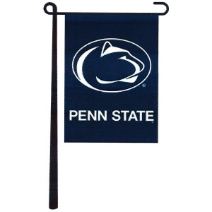 navy garden flag with Athletic Logo above Penn State